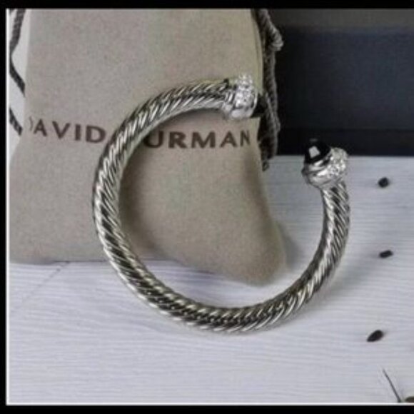 David Yurman Black Onyx Bracelet w Diamonds - 7mm - Picture 2 of 4